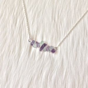 Rainbow Fluorite Bar in Silver